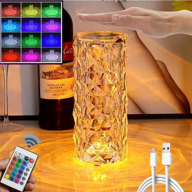 Crystal Table Lamp 16 Colors USB Rechargeable LED Room Decoration lamp